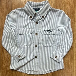 Prodoh Classic White and Blue Pinstripe Button Down Fishing Shirt